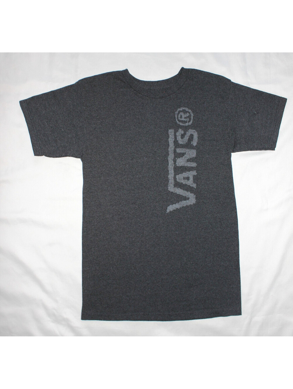 Vans Men's Size Small Gray Vertical Logo Graphic Short Sleeve T-Shirt